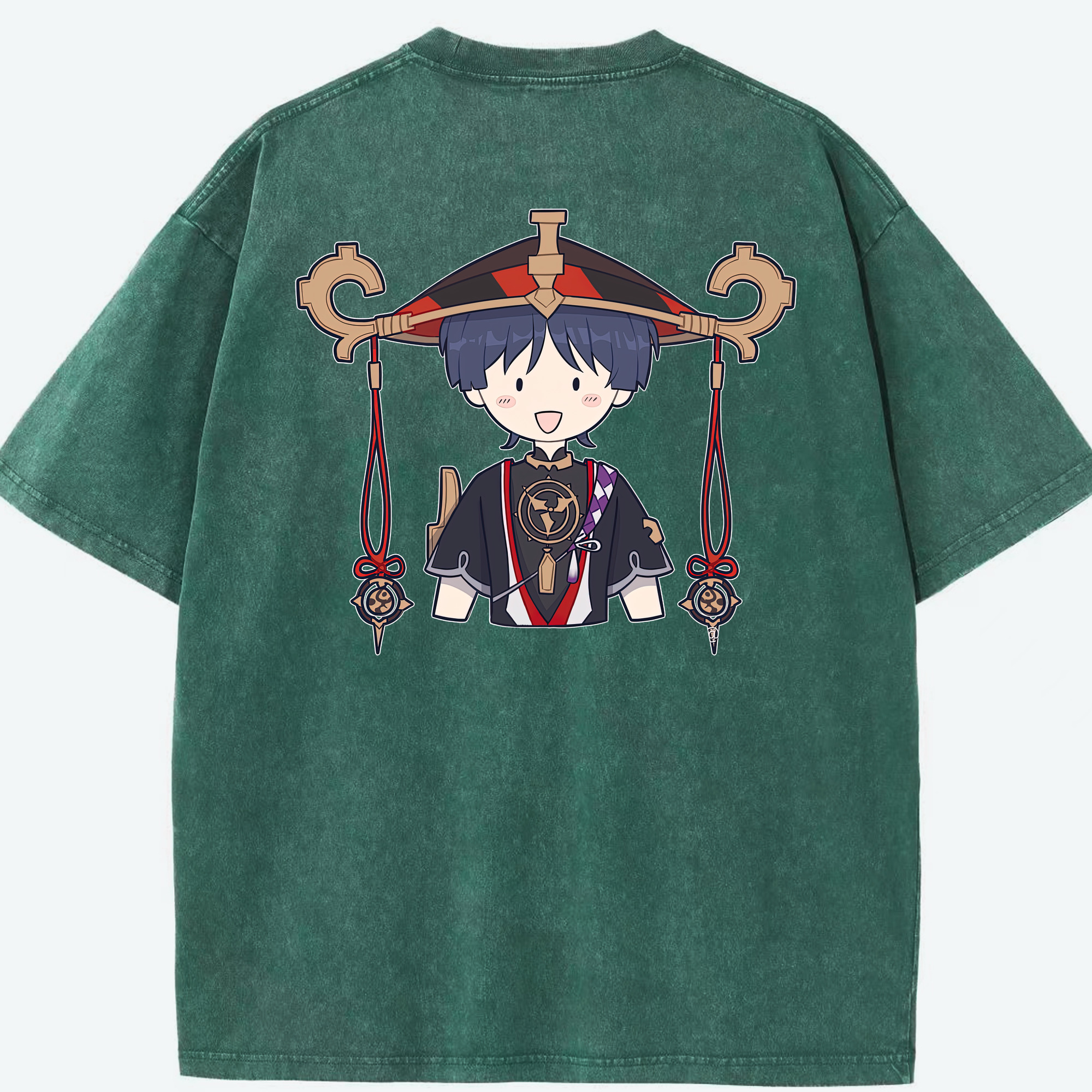 げんし神 さんペい genshin Sanpei 綿100% ヴィンテージ風 半袖Tシャツ（背面プリント）